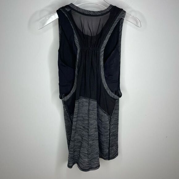 Lululemon Tank Lot Power Y &‎ Crew Built In Bra Top 4 6 Gray Black Workout Gym - Picture 2 of 11